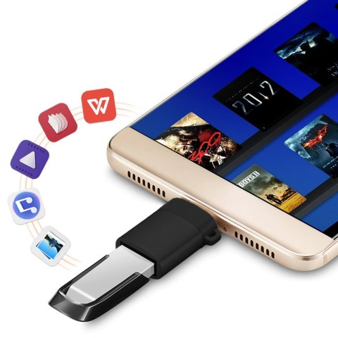 Adapter przejściówka Alogy konwerter USB-A 3.0 do USB-C Type C Czarny