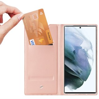 Etui ochronne z klapką Dux Ducis Skin Pro skórzane do Samsung Galaxy S22 Ultra Różowe
