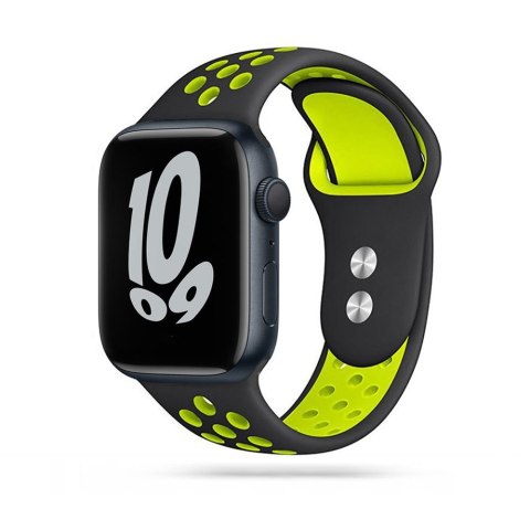 Pasek opaska gumowa SoftBand do Apple Watch 4 / 5 / 6 / 7 / 8 / SE / Ultra (42 / 44 / 45 / 49 mm) Black/Lime