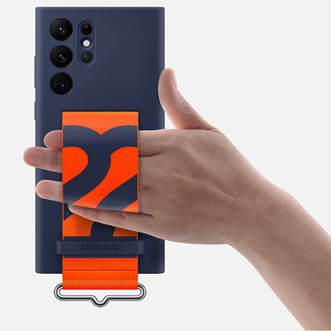Etui Samsung Silicone Cover Strap obudowa futerał do Samsung Galaxy S22 Ultra Granatowe