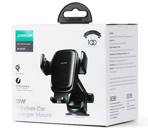 Uchwyt samochodowy Joyroom JR-ZS243 na szybę / kokpit z ładowarką Wireless 15W Black
