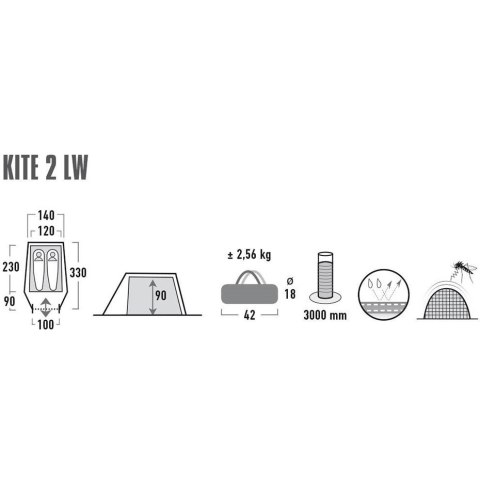 Namiot High Peak Kite 2 LW zielono-czerwony 10343 Namiot High Peak Kite 2 LW zielono-czerwony 10343