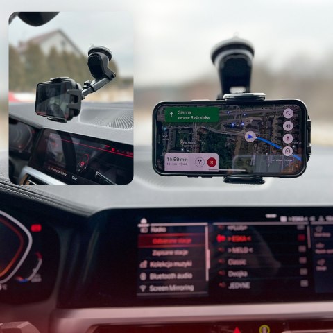 Uchwyt samochodowy Mocny do telefonu do auta Alogy na szybę na deskę rozdzielczą kokpit Czarny