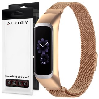 Bransoleta Milanese pasek Alogy stal nierdzewna do Samsung Galaxy Fit 2 SM-R220 Złota