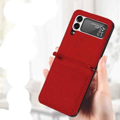 Etui z klapką portfel Alogy skórzane do Samsung Galaxy Z Flip 3 5G Czerwone