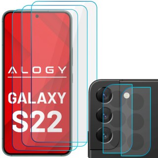 Szkło hartowane 9H 3x na ekran + 2x na obiektyw kamerę Alogy Glass Pack do Galaxy S22