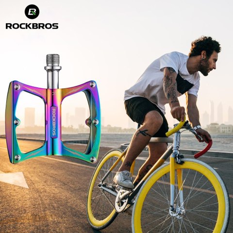 Pedały rowerowe do roweru RockBros LX-K340 platformowe aluminiowe Kolorowe