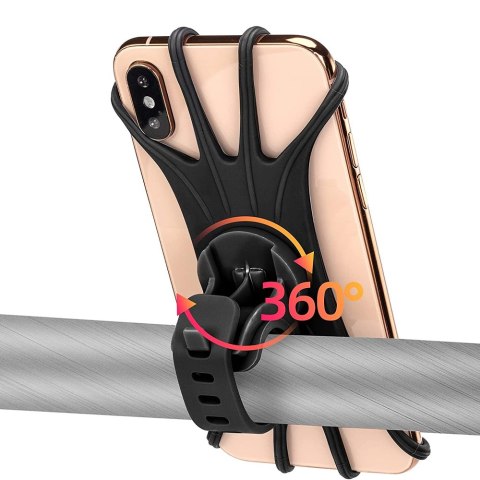 Uchwyt rowerowy silikonowy RockBros LF436BK na rower motocykl hulajnogę na kierownicę do telefonu Czarny