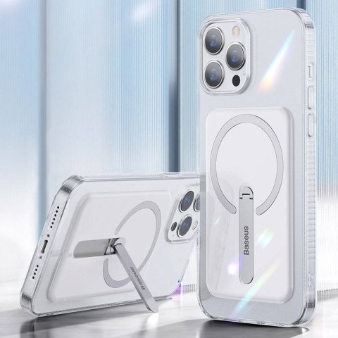 Etui do iPhone 13 Pro Max do MagSafe Baseus Crystal Magnetic z podstawką Przezroczyste