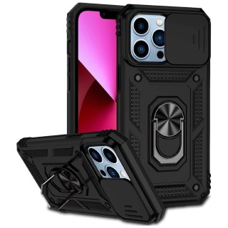 Etui Pancerne do Apple iPhone 13 Pro z osłoną aparatu Alogy Camshield Stand Ring Duty Black