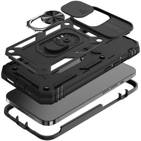 Etui Pancerne do Apple iPhone 13 Pro z osłoną aparatu Alogy Camshield Stand Ring Duty Black