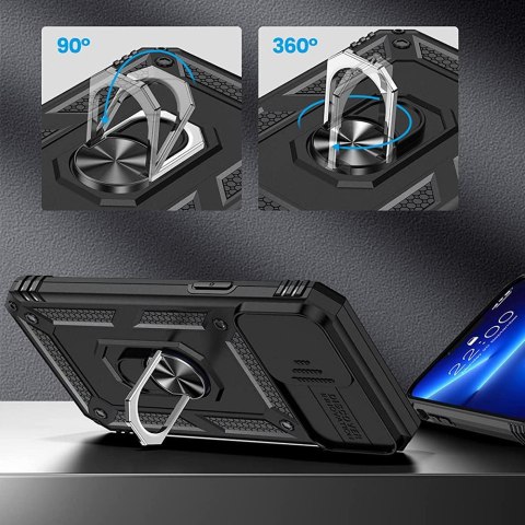 Etui Pancerne do Apple iPhone 13 Pro z osłoną aparatu Alogy Camshield Stand Ring Duty Black