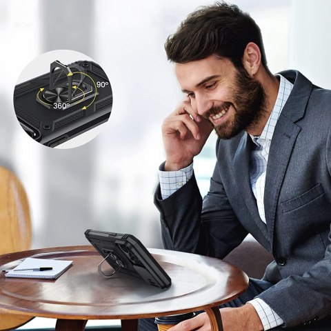 Etui Pancerne do Apple iPhone 13 Pro z osłoną aparatu Alogy Camshield Stand Ring Duty Black