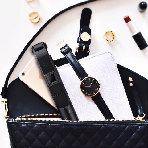 Kijek Selfie Stick Tripod Statyw LED Pilot Bluetooth Uchwyt do telefonu z lampką LED kij wysięgnik 95cm czarny