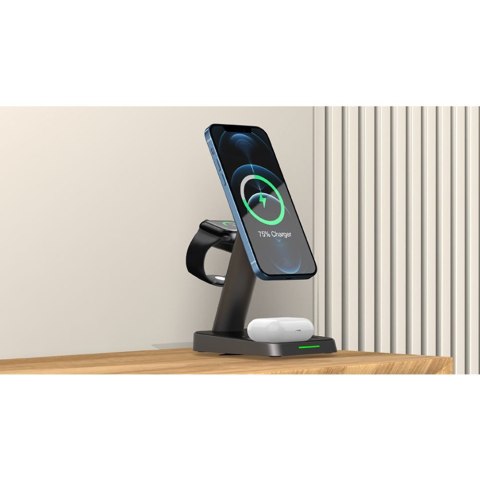 Ładowarka indukcyjna W68 3w1 Charger Magsafe do iPhone, Airpods, Apple Watch Black