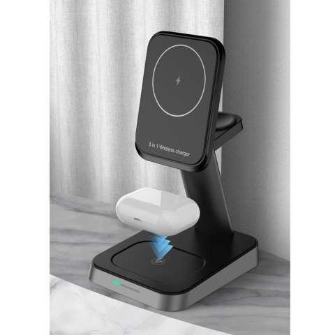 Ładowarka indukcyjna W68 3w1 Charger Magsafe do iPhone, Airpods, Apple Watch Black