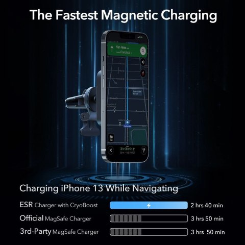 Uchwyt samochodowy ESR Halolock Cryoboost do MagSafe magnetyczny do kratki Frosted Onyx