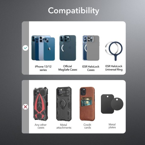 Uchwyt samochodowy ESR Halolock Cryoboost do MagSafe magnetyczny do kratki Frosted Onyx