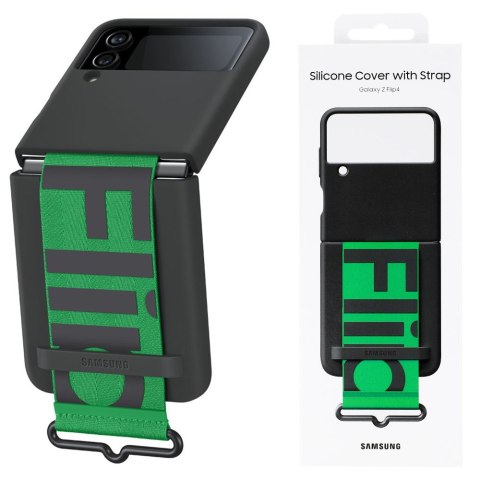 Oryginalne etui Samsung Silicone Cover Strap do Samsung Galaxy Z Flip 4 Czarny