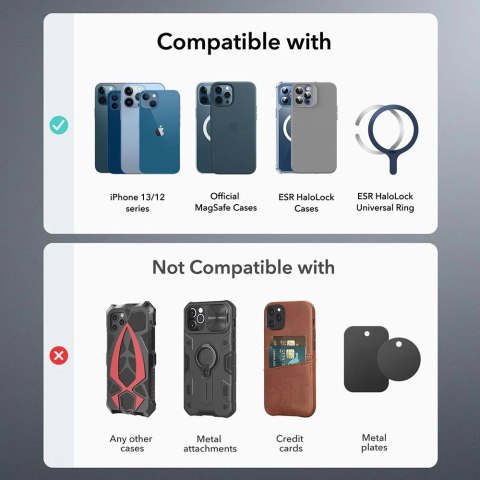 Uchwyt magnetyczny do telefonu Halolock Magnetic MagSafe Vent Car Metallic Grey