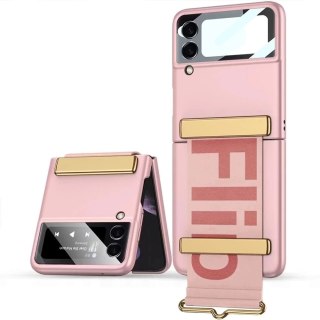 Etui obudowa z paskiem Belt z ochroną wyświetlacza do Samsung Galaxy Z Flip 4 Rose Gold