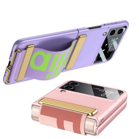 Etui obudowa z paskiem Belt z ochroną wyświetlacza do Samsung Galaxy Z Flip 4 Rose Gold
