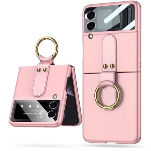 Etui obudowa z pierścieniem Ring z ochroną wyświetlacza do Samsung Galaxy Z Flip 4 Rose Gold