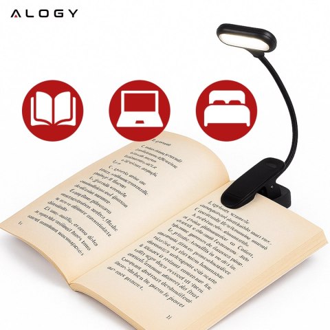 Lampa biurkowa Alogy LED z klipsem Bezprzewodowa do czytania Czarna