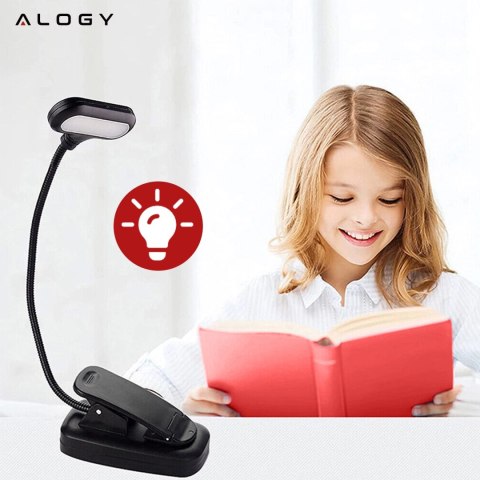 Lampa biurkowa Alogy LED z klipsem Bezprzewodowa do czytania Czarna