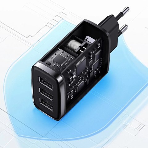 Ładowarka sieciowa Baseus Compact 3x USB Type A 17W Czarna