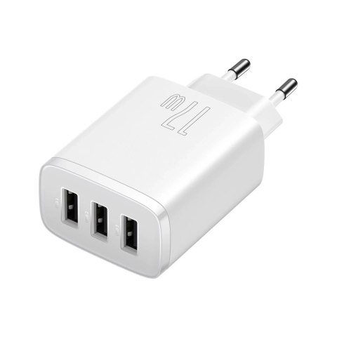 Ładowarka sieciowa Baseus Compact Quick Charger 3x USB 17W do telefonu tabletu słuchawek Biała