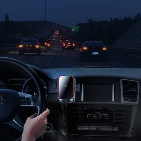 Baseus Halo uchwyt samochodowy do telefonu z ładowarką indukcyjną 15W na kartkę czarny (SUDD000001)