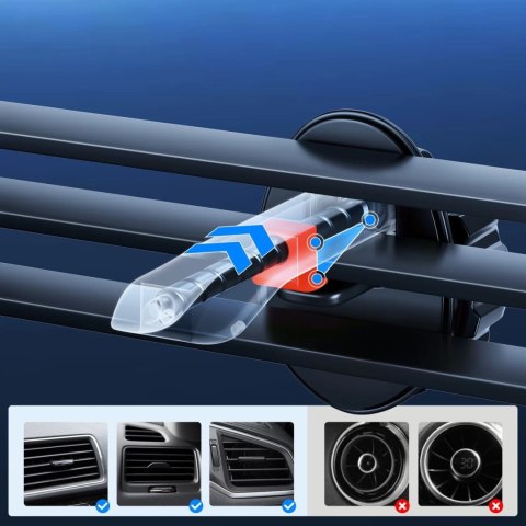 Joyroom automatyczny elektryczny uchwyt samochodowy na kratkę wentylacyjną nawiew z ładowarką bezprzewodową Qi 15W (JR-ZS214)