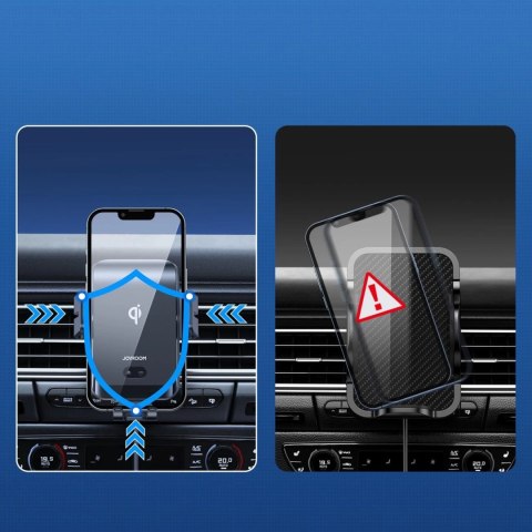 Joyroom automatyczny elektryczny uchwyt samochodowy na kratkę wentylacyjną nawiew z ładowarką bezprzewodową Qi 15W (JR-ZS214)