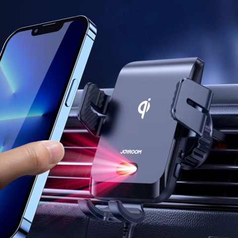 Joyroom automatyczny elektryczny uchwyt samochodowy na kratkę wentylacyjną nawiew z ładowarką bezprzewodową Qi 15W (JR-ZS214)