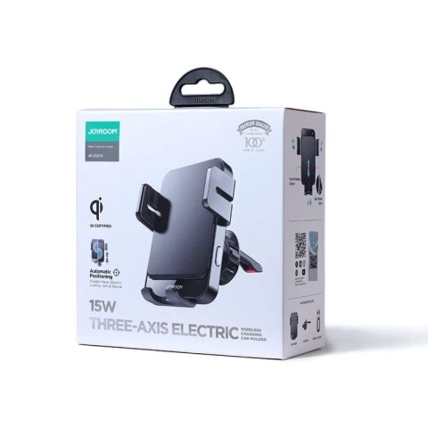 Joyroom automatyczny elektryczny uchwyt samochodowy na kratkę wentylacyjną nawiew z ładowarką bezprzewodową Qi 15W (JR-ZS219)