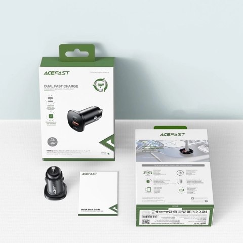 Acefast ładowarka samochodowa 38W USB Typ C / USB, PPS, Power Delivery, Quick Charge 3.0, AFC, FCP czarny (B1 black)