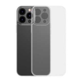 Baseus Frosted Glass Case etui pokrowiec do iPhone 13 Pro sztywna obudowa z żelową ramką przezroczysty (ARWS000102)