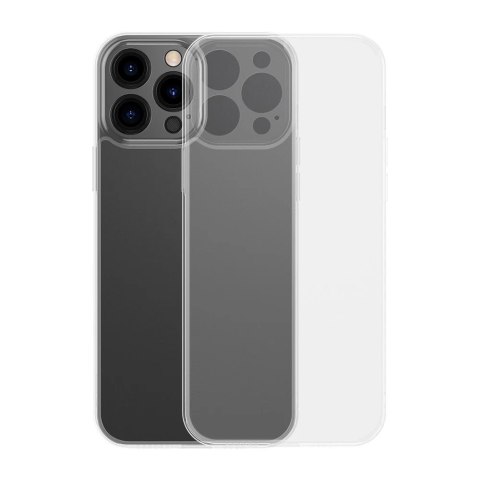 Baseus Frosted Glass Case etui pokrowiec do iPhone 13 Pro sztywna obudowa z żelową ramką przezroczysty (ARWS000102)