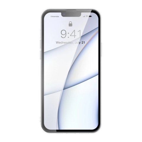 Baseus Frosted Glass Case etui pokrowiec do iPhone 13 Pro sztywna obudowa z żelową ramką przezroczysty (ARWS000102)