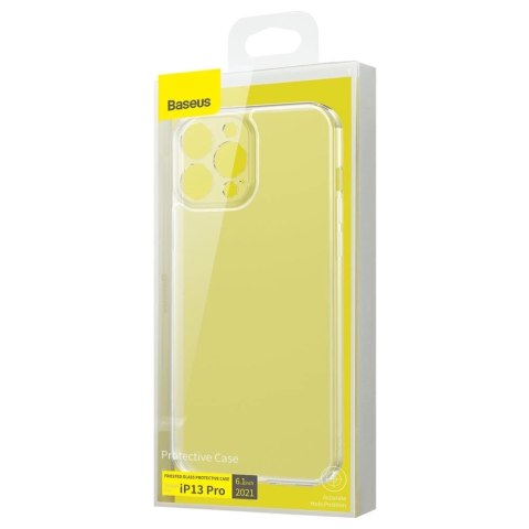 Baseus Frosted Glass Case etui pokrowiec do iPhone 13 Pro sztywna obudowa z żelową ramką przezroczysty (ARWS000102)