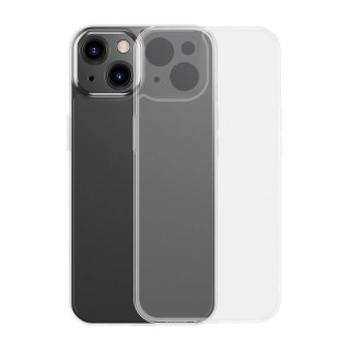 Baseus Frosted Glass Case etui pokrowiec do iPhone 13 sztywna obudowa z żelową ramką przezroczysty (ARWS000002)