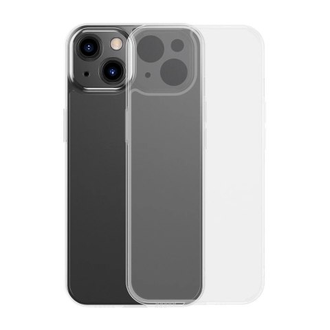 Baseus Frosted Glass Case etui pokrowiec do iPhone 13 sztywna obudowa z żelową ramką przezroczysty (ARWS000002)