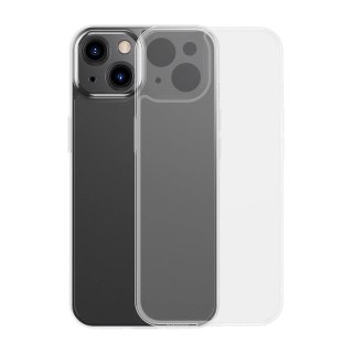 Baseus Frosted Glass Case etui pokrowiec do iPhone 13 sztywna obudowa z żelową ramką przezroczysty (ARWS000602)