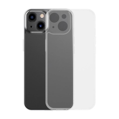 Baseus Frosted Glass Case etui pokrowiec do iPhone 13 sztywna obudowa z żelową ramką przezroczysty (ARWS000602)