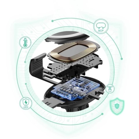 Choetech bezprzewodowa ładowarka Qi 10W grawitacyjny uchwyt samochodowy na kokpit deskę rozdzielczą + klips na kratkę wentylacyj