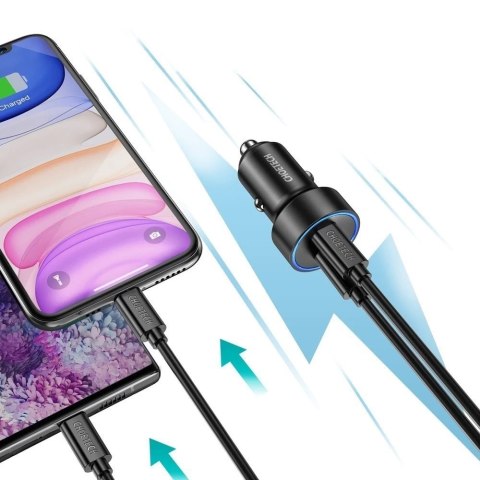 Choetech ładowarka samochodowa 2x USB Typ C Power Delivery 3.0 QuickCharge 3.0 AFC 36W 2,4A czarny (C0054)