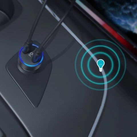 Choetech ładowarka samochodowa 2x USB Typ C Power Delivery 3.0 QuickCharge 3.0 AFC 36W 2,4A czarny (C0054)