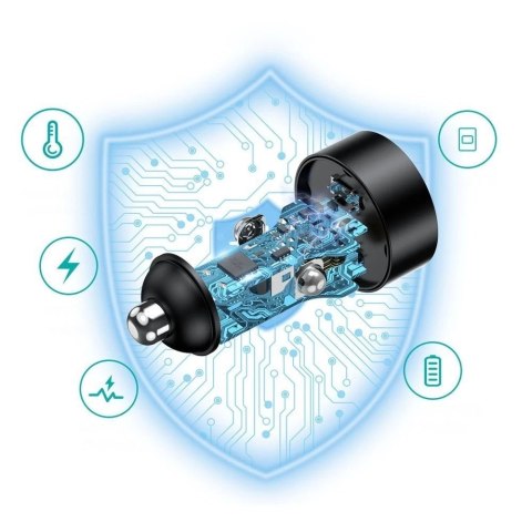 Choetech ładowarka samochodowa 2x USB Typ C Power Delivery 3.0 QuickCharge 3.0 AFC 36W 2,4A czarny (C0054)