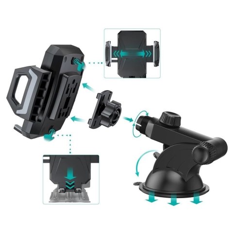 Choetech samochodowa ładowarka bezprzewodowa Qi 15W uchwyt samochodowy na kokpit szybę czarny (T521-F)